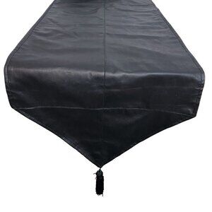 Black Table Runner Faux Leather Modern Table Accent